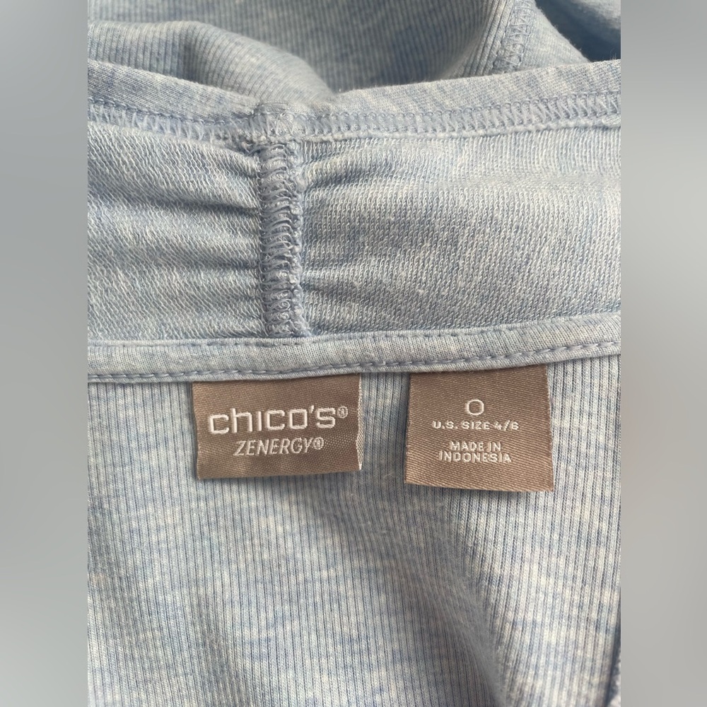 Chico’s Zenergy Light Blue Mixed Rib Knit Lightweight Cardigan, Size Small (4) - Picture 4 of 6